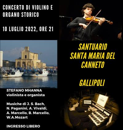 locandina concerto di violino e organo Santa Maria del Canneto