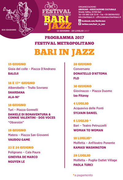 Bari in jazz programma 2017