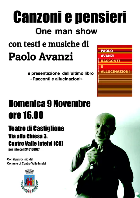 Canzoni e pensieri - Paolo Avanzi - teatro di Castigliole, locandina Canzoni e pensieri - Paolo Avanzi - teatro di Castigliole, locandina