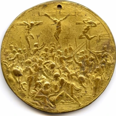 Giovanni Bernardi (Castel Bolognese, 1496 - Faenza, 1553) - Medaglia religiosa, 1547 (rovescio raffigurante la Crocifissione)