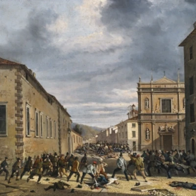 Faustino Joli (Brescia, 1814 - Brescia, 1876) - Le dieci giornate a San Barnaba, 1850 ca.