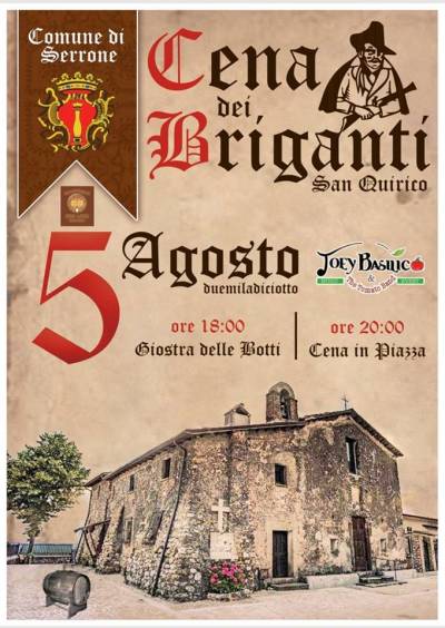 Cena dei Briganti Serrone 2018, locandina Cena dei Briganti Serrone 2018, locandina