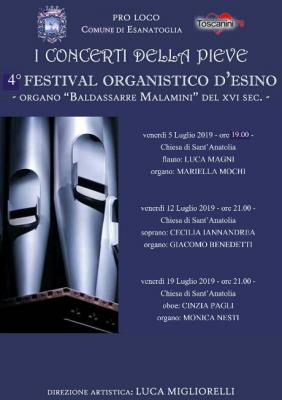 I Concerti della Pieve - 4° Festival Organistico d'Esino a Esanatoglia. 05 - 12 - 19 luglio 2019. © Pro Loco Comune di Esanatoglia / Ass. Cult. Liceo Musicale A. Toscanini.