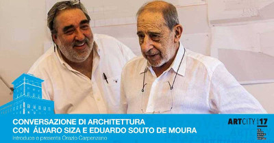 Conversazione con Álvaro Siza e Eduardo Souto de Moura | Due maestri a lavoro con la storia. A cura di Sonia Martone e Pisana Posocco, introduce e presenta Orazio Carpenzano. Domenica 10 settembre ore 21:00 a Roma, Giardini di Palazzo Venezia. © ArtCity17